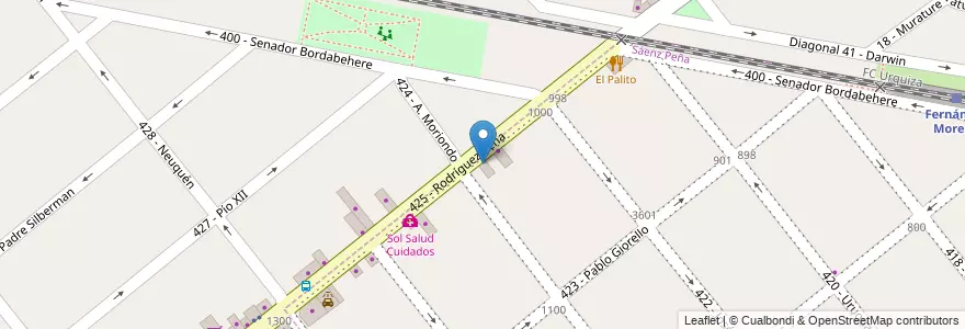 Mapa de ubicacion de Happy Day! en アルゼンチン, ブエノスアイレス州, Partido De Tres De Febrero, Sáenz Peña.