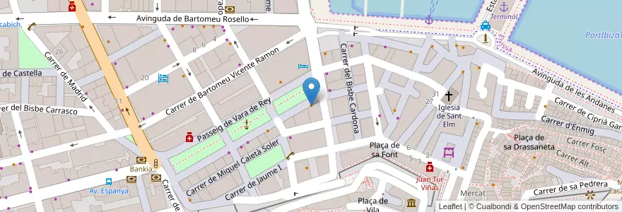 Mapa de ubicacion de Hard Rock Cafe en 스페인, 발레아레스 제도, España (Mar Territorial), 발레아레스 제도, Eivissa, Eivissa.