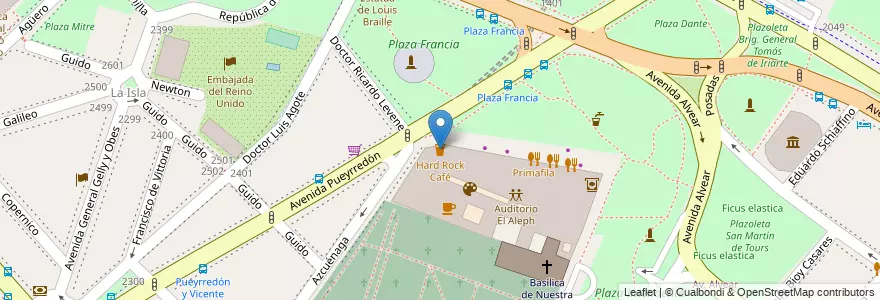 Mapa de ubicacion de Hard Rock Café, Recoleta en アルゼンチン, Ciudad Autónoma De Buenos Aires, Comuna 2, ブエノスアイレス.