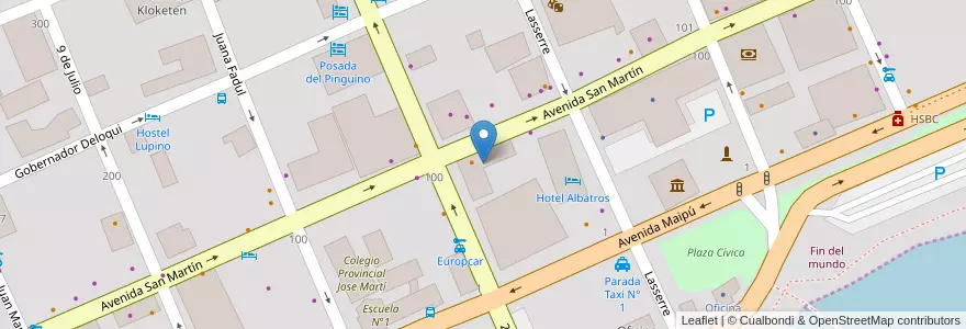 Mapa de ubicacion de Hard Rock Cafe en Argentinië, Departamento Ushuaia, Chili, Vuurland, Ushuaia.