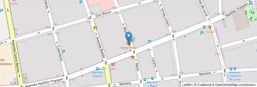 Mapa de ubicacion de Hasta Trilce, Almagro en 아르헨티나, Ciudad Autónoma De Buenos Aires, Comuna 5, 부에노스아이레스.
