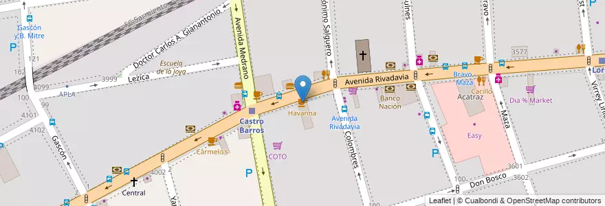 Mapa de ubicacion de Havanna, Almagro en 阿根廷, Ciudad Autónoma De Buenos Aires, Comuna 5, 布宜诺斯艾利斯.