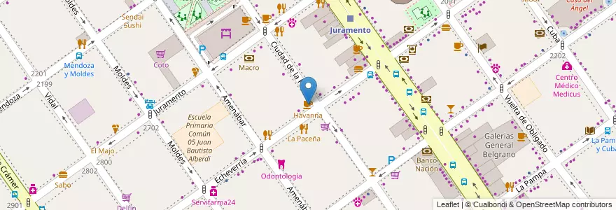 Mapa de ubicacion de Havanna, Belgrano en Argentinië, Ciudad Autónoma De Buenos Aires, Buenos Aires, Comuna 13.