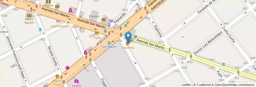 Mapa de ubicacion de Havanna, Caballito en アルゼンチン, Ciudad Autónoma De Buenos Aires, ブエノスアイレス.
