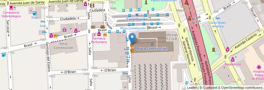 Mapa de ubicacion de Havanna, Constitucion en 아르헨티나, Ciudad Autónoma De Buenos Aires, Comuna 4, Comuna 1, 부에노스아이레스.