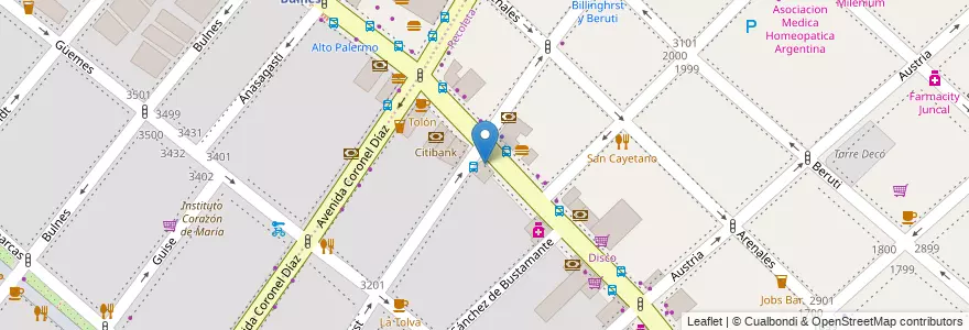 Mapa de ubicacion de Havanna, Recoleta en Argentinië, Ciudad Autónoma De Buenos Aires, Comuna 2, Buenos Aires.
