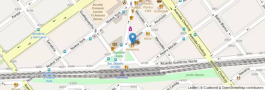 Mapa de ubicacion de Havanna, Villa Devoto en Аргентина, Буэнос-Айрес, Буэнос-Айрес, Comuna 11.