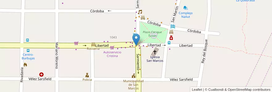 Mapa de ubicacion de Heladería El Balcon en 阿根廷, Córdoba, Departamento Cruz Del Eje, Pedanía San Marcos, San Marcos Sierras, San Marcos Sierra.