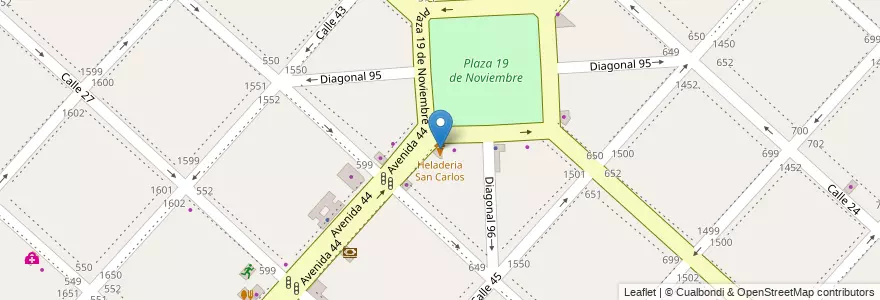 Mapa de ubicacion de Heladeria San Carlos, Casco Urbano en アルゼンチン, ブエノスアイレス州, Partido De La Plata, La Plata.