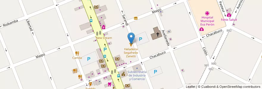 Mapa de ubicacion de Heladeria Segafredo Zanetti en Arjantin, Buenos Aires, Partido De Merlo, Merlo.