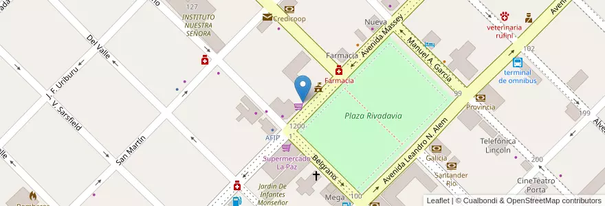 Mapa de ubicacion de Heladería TUYAYITO en Arjantin, Buenos Aires, Partido De Lincoln.