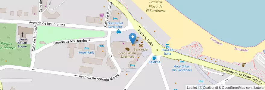 Mapa de ubicacion de Heladerías Regma en 西班牙, Cantabria, 坎塔布里亚, Santander, Santander.