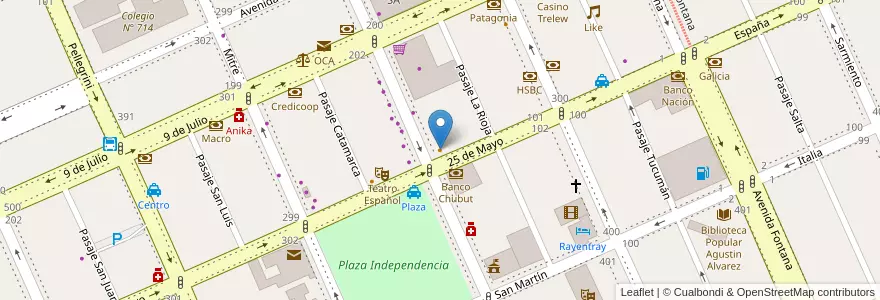 Mapa de ubicacion de Helado artesanal en الأرجنتين, شوبوت, Trelew, Departamento Rawson.