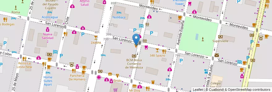 Mapa de ubicacion de Helado Tailandes en アルゼンチン, チリ, メンドーサ州, Departamento Capital, Sección 2ª Barrio Cívico, Ciudad De Mendoza.