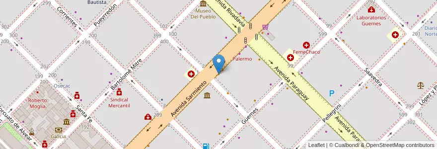 Mapa de ubicacion de Helados Capricho en الأرجنتين, Chaco, Departamento San Fernando, Resistencia, Resistencia.