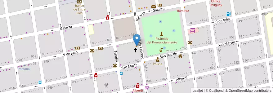 Mapa de ubicacion de Helados Danny's en Arjantin, Entre Ríos, Departamento Uruguay, Distrito Molino, Concepción Del Uruguay.