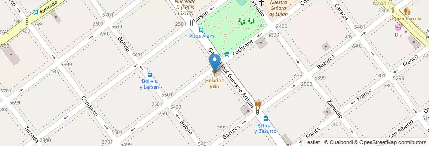 Mapa de ubicacion de Helados Julio, Villa Pueyrredon en 阿根廷, Ciudad Autónoma De Buenos Aires, Comuna 12, 布宜诺斯艾利斯.