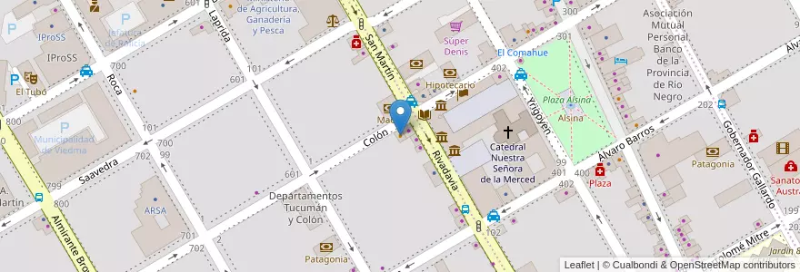 Mapa de ubicacion de Helados Piachano en アルゼンチン, リオネグロ州, Departamento Adolfo Alsina, Viedma, Viedma.