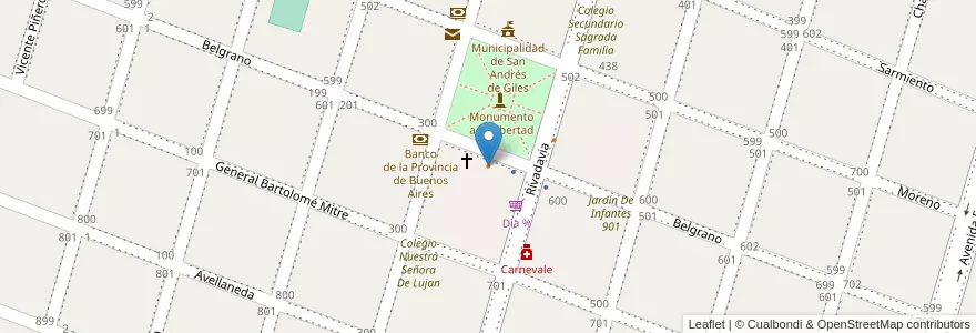 Mapa de ubicacion de Helados Pompoño en アルゼンチン, ブエノスアイレス州, Partido De San Andrés De Giles.