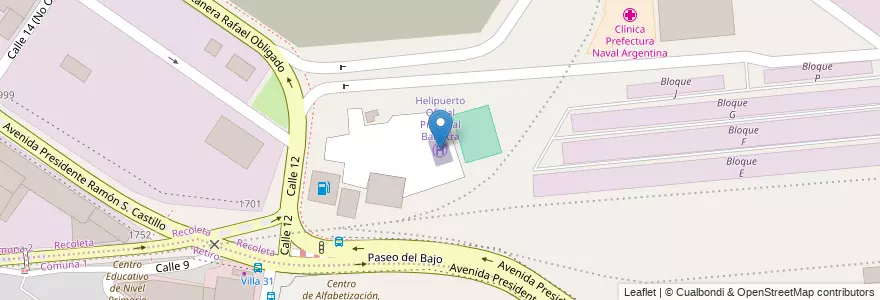 Mapa de ubicacion de Helipuerto Oficial Principal Balestra, Recoleta en Argentinië, Ciudad Autónoma De Buenos Aires, Buenos Aires.