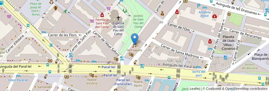 Mapa de ubicacion de Hell awaits en اسپانیا, Catalunya, Barcelona, Barcelonès, Barcelona.