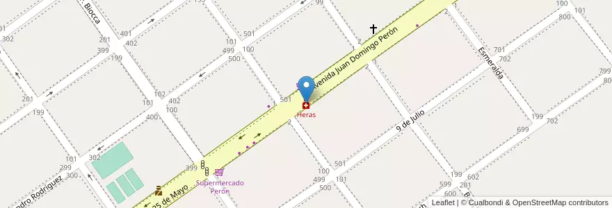 Mapa de ubicacion de Heras en Argentinië, Buenos Aires, Partido De San Vicente.