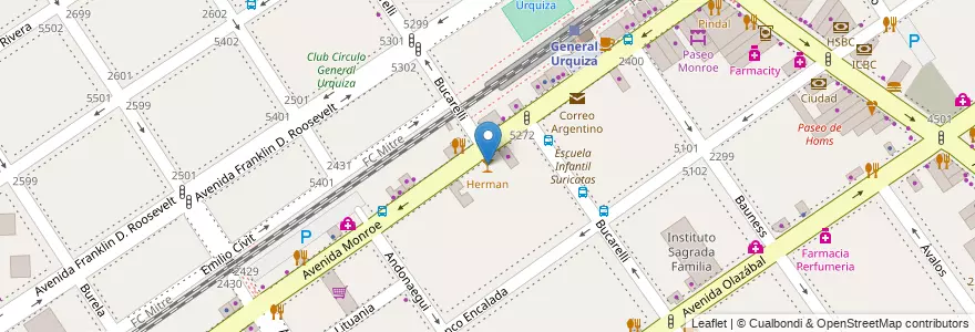 Mapa de ubicacion de Herman, Villa Urquiza en Argentinië, Ciudad Autónoma De Buenos Aires, Comuna 12, Buenos Aires.
