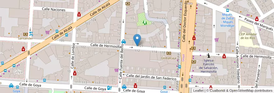 Mapa de ubicacion de HERMOSILLA, CALLE, DE,129 en 스페인, Comunidad De Madrid, Comunidad De Madrid, Área Metropolitana De Madrid Y Corredor Del Henares, 마드리드.