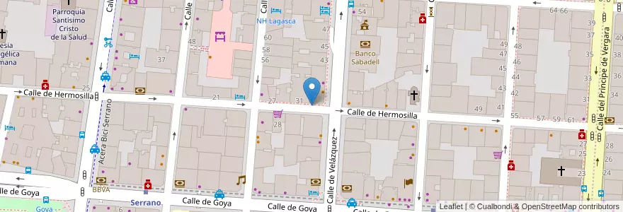Mapa de ubicacion de HERMOSILLA, CALLE, DE,33 en اسپانیا, بخش خودمختار مادرید, بخش خودمختار مادرید, Área Metropolitana De Madrid Y Corredor Del Henares, مادرید.
