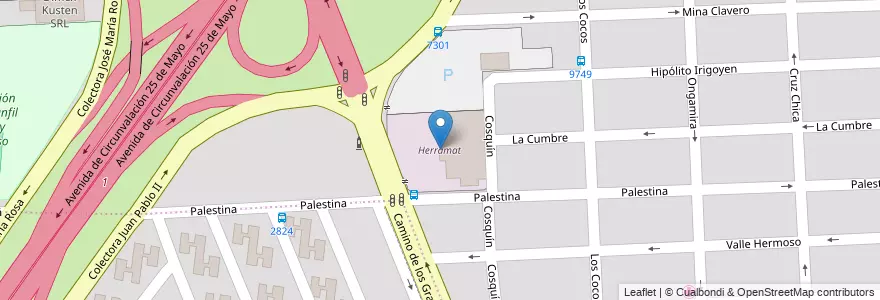 Mapa de ubicacion de Herramat en Argentinien, Santa Fe, Departamento Rosario, Municipio De Rosario, Rosario.