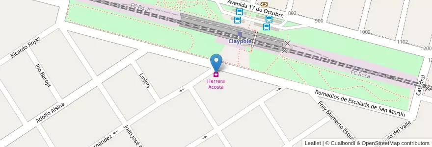 Mapa de ubicacion de Herrera Acosta en アルゼンチン, ブエノスアイレス州, Partido De Almirante Brown, Claypole.