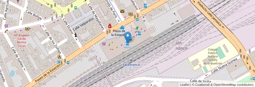 Mapa de ubicacion de Hertz en Sepanyol, Castilla Y León, Salamanca, Campo De Salamanca, Salamanca.