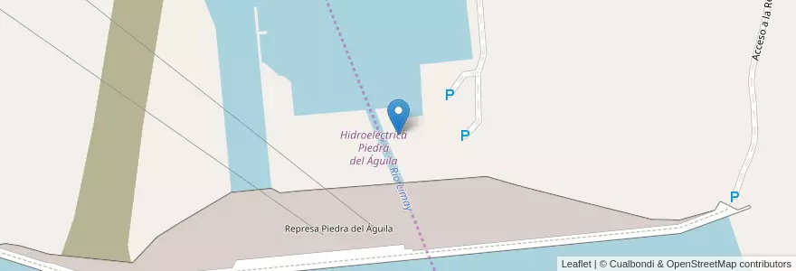 Mapa de ubicacion de Hidroeléctrica Piedra del Águila en Arjantin, Şili, Río Negro, Departamento Pilcaniyeu.