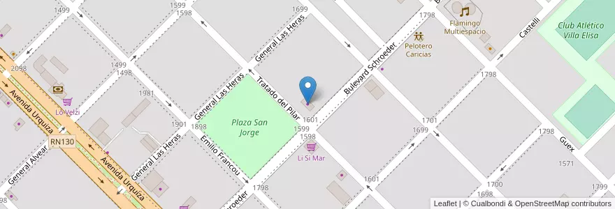 Mapa de ubicacion de Hierro San José en 아르헨티나, 엔트레리오스주, Departamento Colón, Distrito Segundo, Villa Elisa, Villa Elisa.