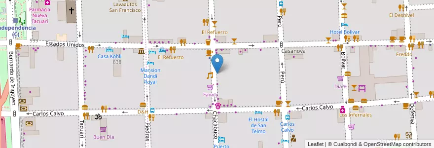 Mapa de ubicacion de Higa, San Telmo en アルゼンチン, Ciudad Autónoma De Buenos Aires, Comuna 1, ブエノスアイレス.