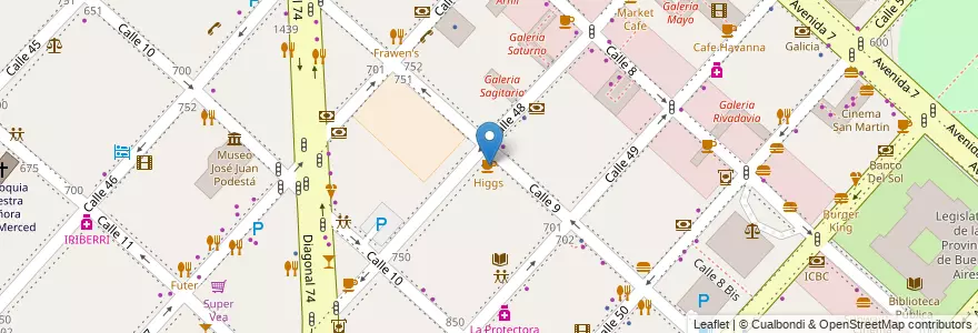 Mapa de ubicacion de Higgs, Casco Urbano en Arjantin, Buenos Aires, Partido De La Plata, La Plata.