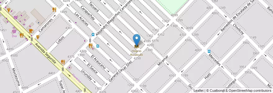 Mapa de ubicacion de Hilario Ascasubi, Floresta en Argentinië, Ciudad Autónoma De Buenos Aires, Buenos Aires, Comuna 10.