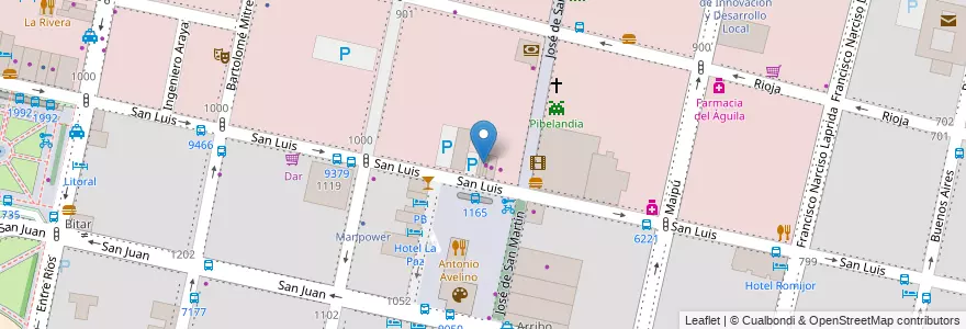 Mapa de ubicacion de Hiper Fiesta en 아르헨티나, Santa Fe, Departamento Rosario, Municipio De Rosario, 로사리오.