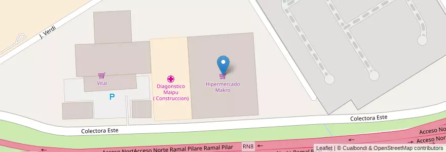 Mapa de ubicacion de Hipermercado Makro en 아르헨티나, 부에노스아이레스주, Partido Del Pilar, La Lonja.