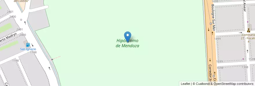 Mapa de ubicacion de Hipódromo de Mendoza en Argentina, Cile, Mendoza, Godoy Cruz, Departamento Godoy Cruz, Distrito Ciudad De Godoy Cruz.