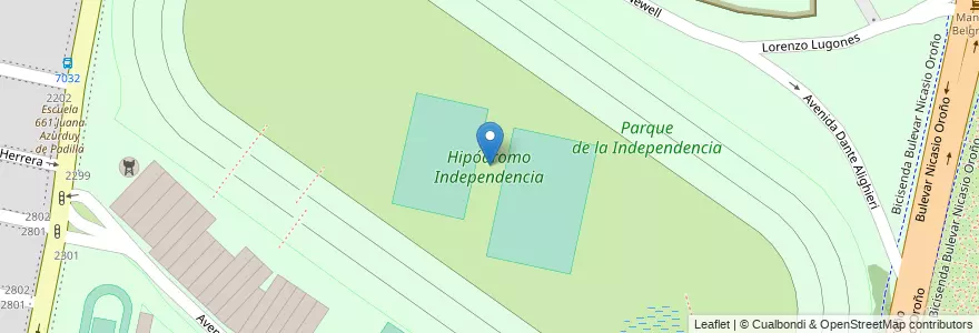 Mapa de ubicacion de Hipódromo Independencia en アルゼンチン, サンタフェ州, Departamento Rosario, Municipio De Rosario, ロサリオ.