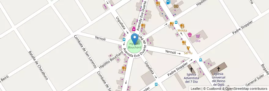 Mapa de ubicacion de Hipólito Bouchard en Argentinië, Buenos Aires, Partido De Malvinas Argentinas, Grand Bourg.