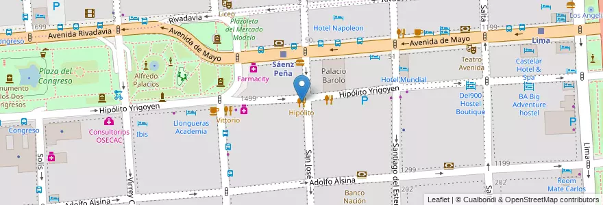 Mapa de ubicacion de Hipólito, Montserrat en Аргентина, Буэнос-Айрес, Comuna 1, Буэнос-Айрес.