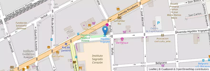 Mapa de ubicacion de Hipólito Yrigoyen, Almagro en Arjantin, Ciudad Autónoma De Buenos Aires, Comuna 5, Buenos Aires.