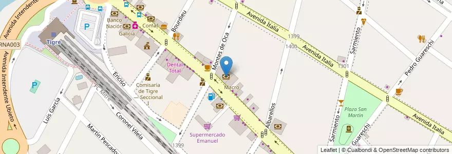Mapa de ubicacion de Hipotecario en Argentina, Buenos Aires, Partido De Tigre, Tigre.