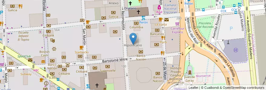 Mapa de ubicacion de Hipotecario, San Nicolas en Argentinië, Ciudad Autónoma De Buenos Aires, Comuna 1, Buenos Aires.