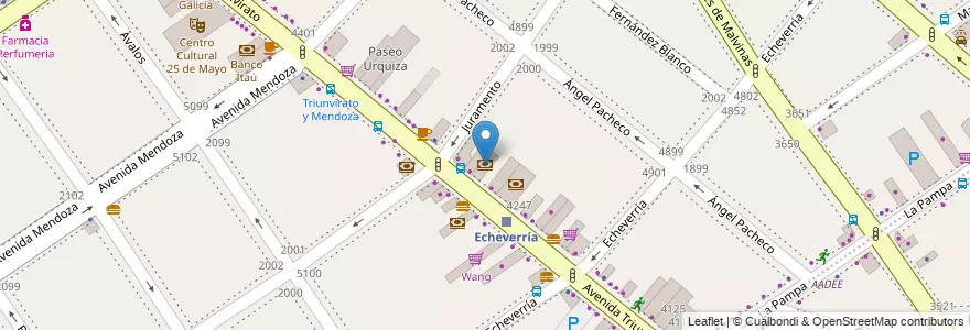 Mapa de ubicacion de Hipotecario, Villa Urquiza en 阿根廷, Ciudad Autónoma De Buenos Aires, Comuna 12, 布宜诺斯艾利斯.