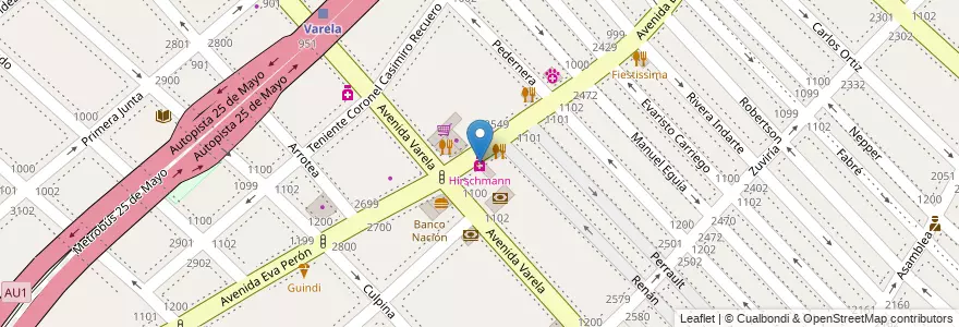 Mapa de ubicacion de Hirschmann, Flores en アルゼンチン, Ciudad Autónoma De Buenos Aires, Comuna 7, ブエノスアイレス.