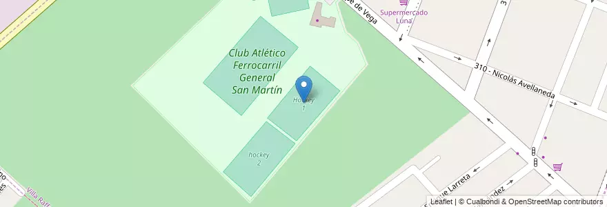 Mapa de ubicacion de Hockey 1 en Argentina, Provincia Di Buenos Aires, Partido De Tres De Febrero, Villa Raffo.