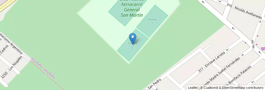 Mapa de ubicacion de hockey 2 en Arjantin, Buenos Aires, Partido De Tres De Febrero, Villa Raffo.